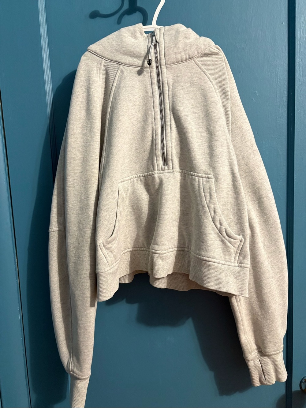 Women's Light Gray Half-Zip Scuba hoodie